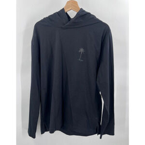 BANANA REPUBLIC Mens Medium Black Supima Cotton Graphic Hoodie Shirt Long Sleeve